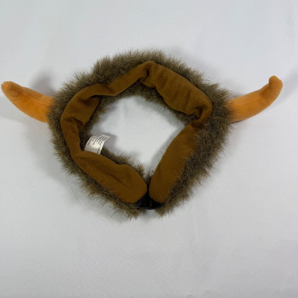 Platte River Trading Bison Buffalo Horns Faux Fur Headband with Chin Strap Brown - Picture 4 of 4